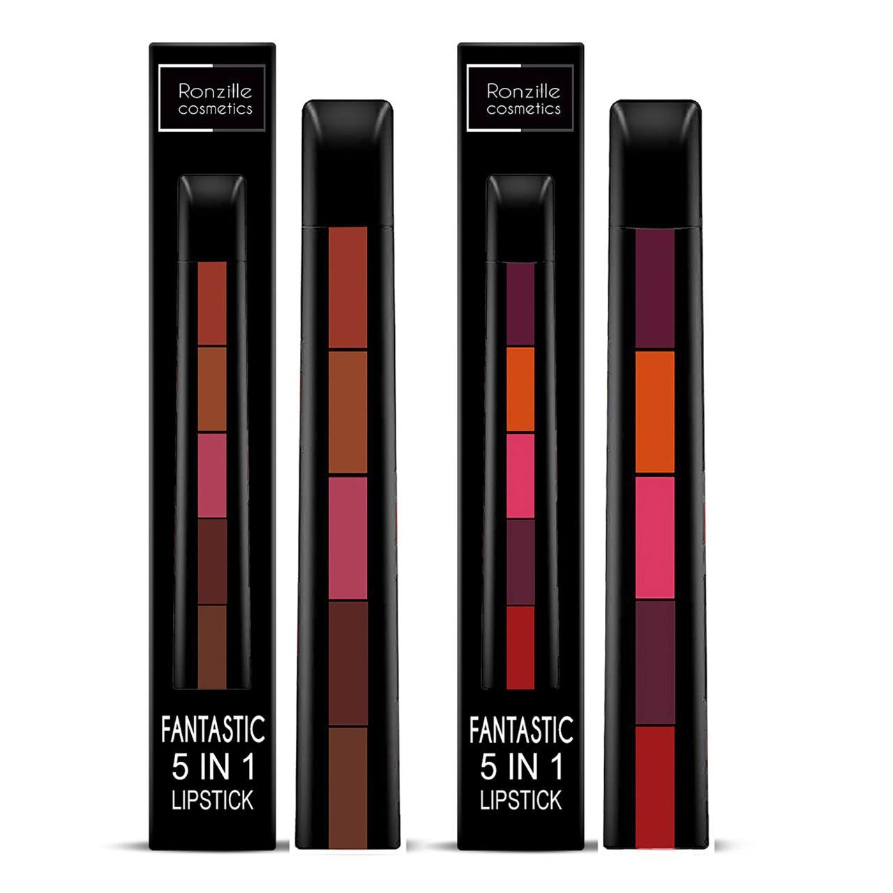 Fantastic 5-in-1 Ultra Smooth Lipstick - (Pack of 2) (10 Different Shades + Nude)