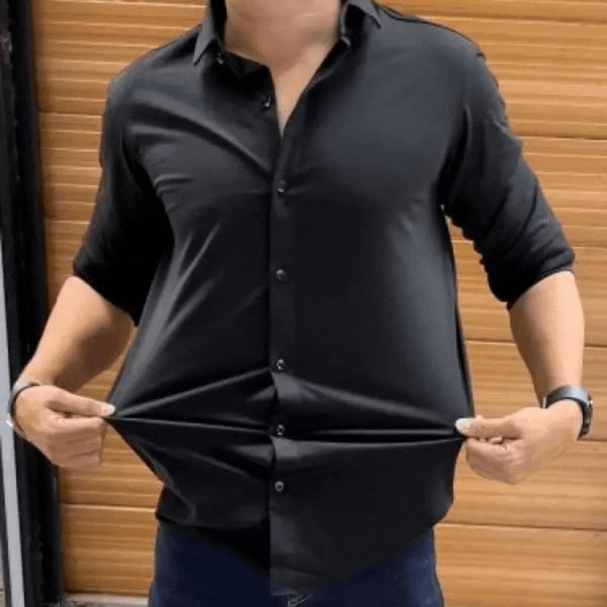 Men's Anti-Wrinkle Lycra Full Sleeve Shirt (Pack of 2) Black+White