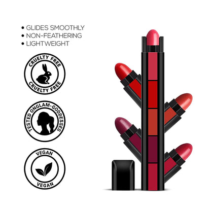 Fantastic 5-in-1 Ultra Smooth Lipstick - (Pack of 2) (10 Different Shades + Nude)